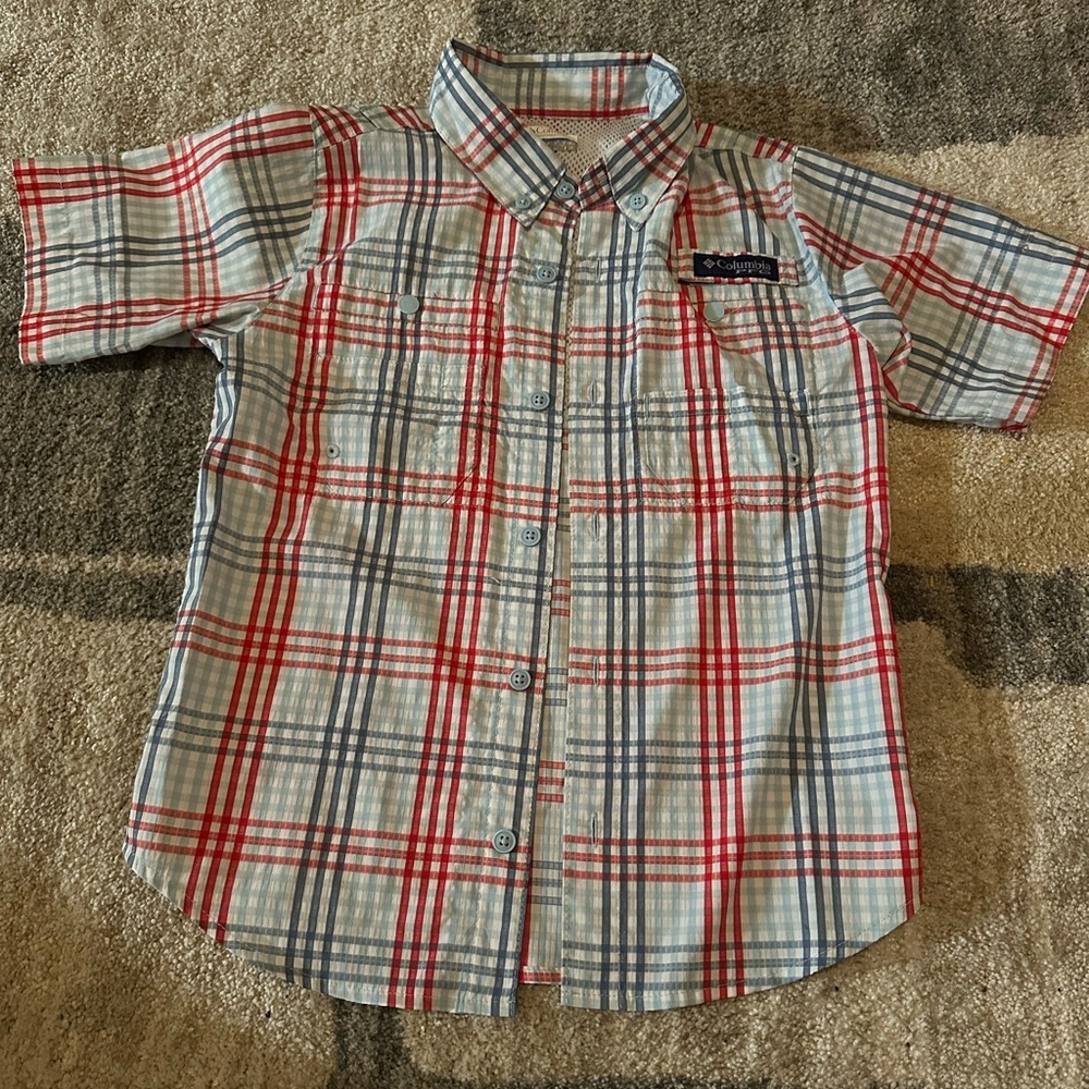 Columbia Plaid Kids Shirt in Red and Blue